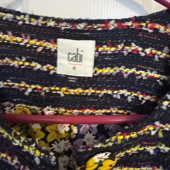 CAbi Black Multicolor Textured Jacket includes a tie belt - Picture 2 of 3